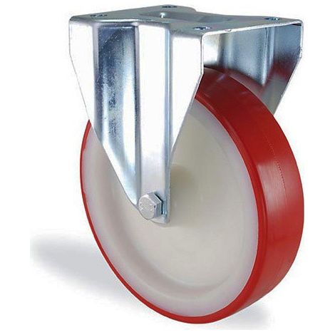 Roulette fixe polyuréthane rouge diamètre 150mm charge 400kg