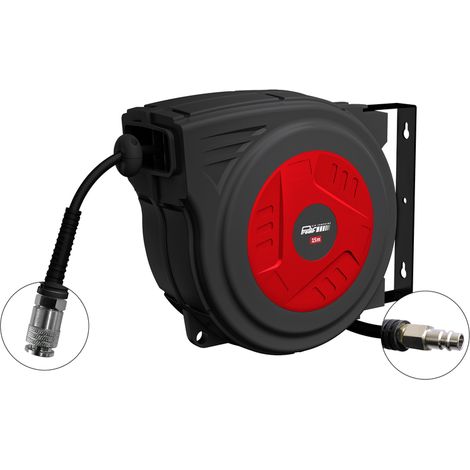 Prodif – Enrouleur pneumatique automatique 15+1,5m – Pression max 10 Bar – Tuyau Ø 8mm intérieur – Raccords rapides universels