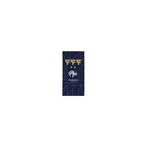 Serviette plage ou bain CTI coton velours éponge 75 x 150 cm 360 g/m² FFF officielle bleue