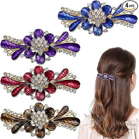 pince Cheveux Fleurs Rtro 4 Pices Pince Cheveux Paillettes Franaises Pince Cheveux Lgante En Strass Pince Cheveux En Cristal En Mtal Pince (1/5)