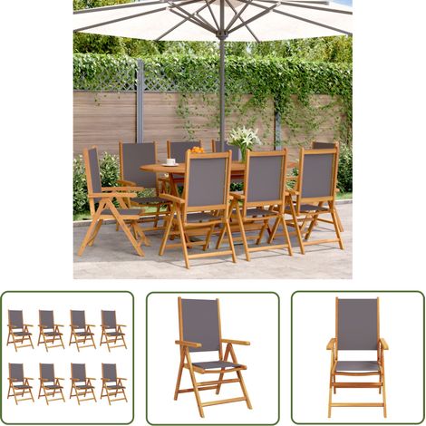 The Living Store Gartenstuhl Verstellbar 8 Stk. Anthrazit Stoff und Massivholz - Gartenstuhl - Esszimmerstuhl - Lounge Chair - Akazienholz Möbel - Wetterfestes Möbel (1/5)