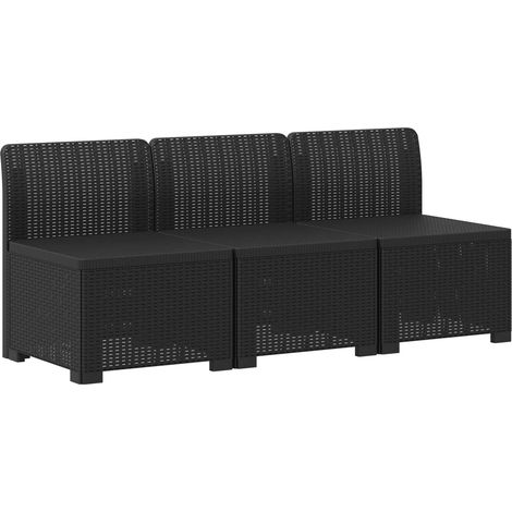 Maison Exclusive - 3-Sitzer Garten Sofa Rattan Look PP Anthrazit (1/5)