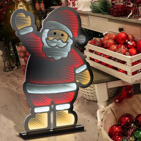 Babbo Natale con base in alluminio Rosso e Bianco che saluta -56 cm (1/4)