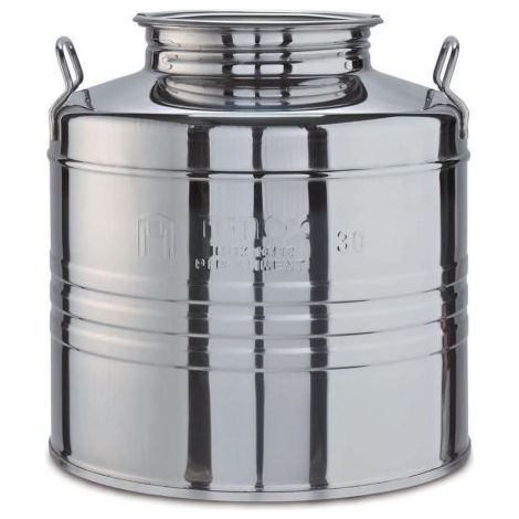 Fusto Bidone Fustino Olio Graffato 30 Lt Acciaio 18/10 Predisposizione Rubinetto (1/2)