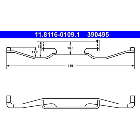 Ressort, étrier de frein ATE 11.8116-0109.1 BMW 34 11 1 160 348
