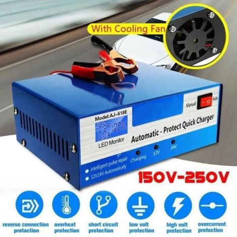 KYSHI Chargeur De Batterie De Voiture 12V-24V Jump Starter Rparation DImpulsion Intelligent 10A Pour Moto Automobile (1/4)
