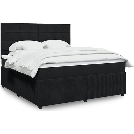 Boxspringbett mit Matratze Schwarz 180x200 cm Samt