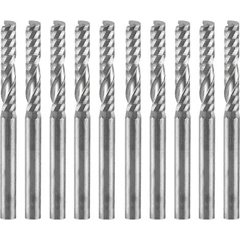 10 einsitzige, spiralförmige Hartmetall-Schaftfräser für CNC-Fräsen, 3,175 x 17 mm (1/4)