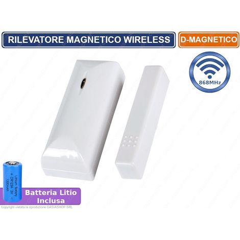 RILEVATORE SENSORE MAGNETICO PORTE FINESTRE WIRELESS E CABLATO 868 MHZ BIANCO (1/4)