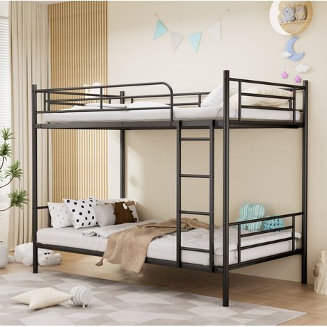 Litera 90x190 cm en acero negro con escalera y barandilla OKMYHOME (1/5)