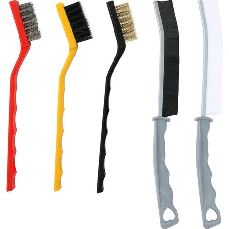 5 Pièces Brosse de Nettoyage des Interstices, Multifonctionnelle à Poils Durs, Joint Carrelage pour Groove Gap et Saleté Rainure a Rouille dans Salle Bain/Fenetre/Toilettes - (1/5)