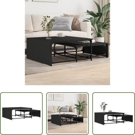 Tables basses - Tables basses gigognes 2 pcs noir bois d'ingénierie et métal (1/5)