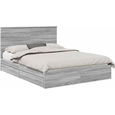 Cama con almacenamiento con cabecera Gris Sonoma 150 x 200 cm vidaXL