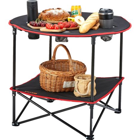 Table pliante, tissu Oxford 600D, 720x720x610 mm, capacité de charge de 25 kg, poids de 1,4 kg, forme ronde (1/5)