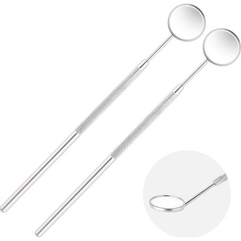 Miroir d'Inspection Dentaire, 2PCS miroir dentaire anti-buée avec poignée, Anti-buée d'inspection de la Dent Miroir Buccal en Acier Inoxydable, Inspection Usage Quotidien Soins Bucco-dentaires