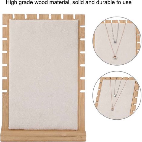 Porte-bijoux en bois clair pour rangement de colliers et bracelets - Présentoir mural décoratif (Couleur sable) (1/5)