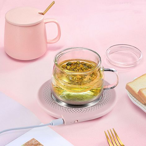 Calientatazas USB automático, 55 °C, ABS, 8 cm, con función de apagado automático para café, té, bebidas y chocolate. (1/5)