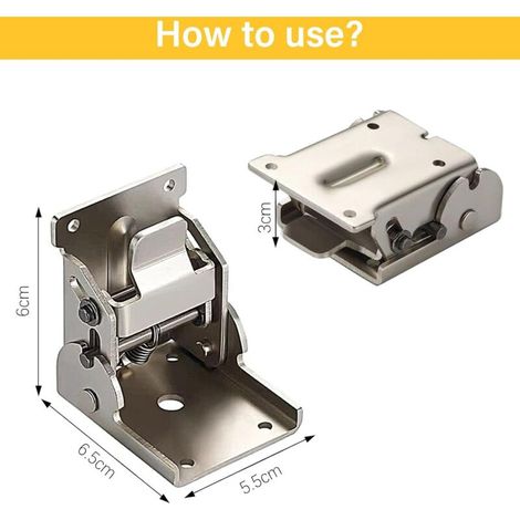 Bisagra de 90° para patas de mesa plegables - 4 bisagras autoblocantes Bisagras de soporte autoblocantes con tornillos Ideales para muebles como (1/3)