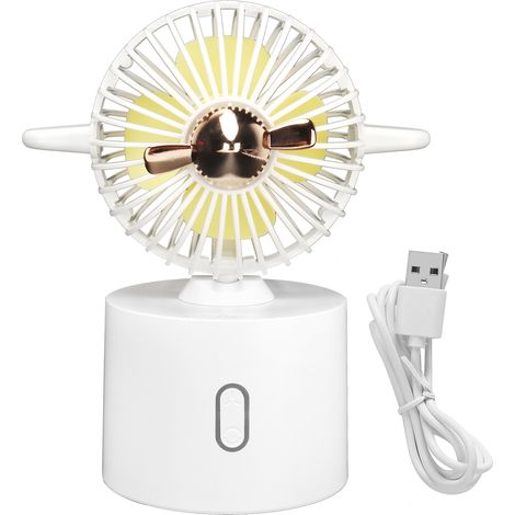 Mini ventilateur oscillant en forme d'avion, rechargeable par USB, portable, pour l'été, la maison et le bureau (blanc) (1/3)