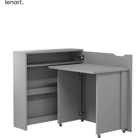 Lenart Bureau extensible avec rangement 90cm OFFICE CONSUS SLIM CW02P gris droit (1/4)