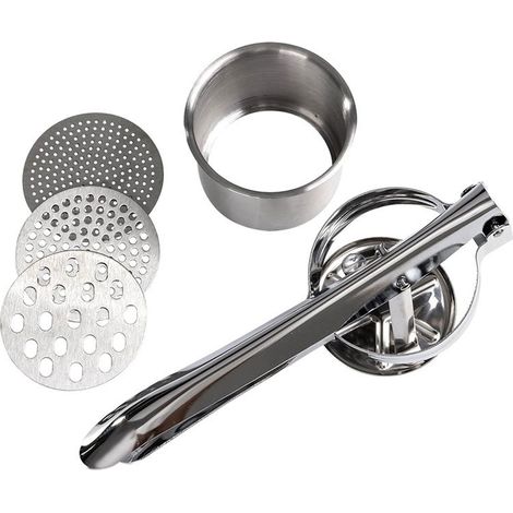 Sollbry Presse-Purée à Pommes de Terre Professionnel 3 en 1 en Acier Inoxydable Presse-purée de Pommes Pomme de Terre Masher Presse à la Main Idéal pour Fruits Légumes Agrumes Aliments pour Bébés (1/5)