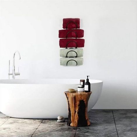 Porte-Serviettes Mural - 5 Niveaux - Pour Salle De Bain - Métal Noir - Hauteur 68,5 Cm - 1 Pièce (1/5)