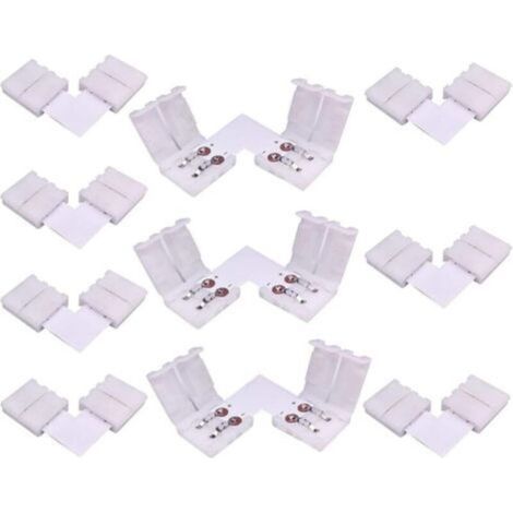 10pcs Connecteur LED Strip à 2 Broches Forme de L Connecteur d'angle à Ruban LED Connecteur Rapide à Angle Droit pour 10mm de Large Couleur Unique Bande LED SMD 5050 5630, Soudage Gratuit [Classe éner (1/5)