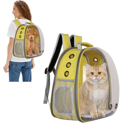 Breathable and Portable Backpack for Cats and Dogs, Airline Approved Bubble Capsule for Travel - Yellow (1/5)