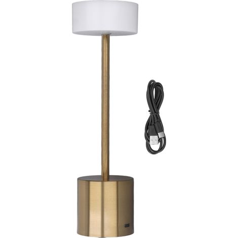 Ortviai Lampe de bureau sans fil or – rechargeable USB, 3 modes lumière & gradation continue, batterie 2000 mAh (1/5)