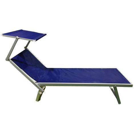 LETTINO SPIAGGIA CON PARASOLE 'ATRANI' telo colore blu 2 PZ