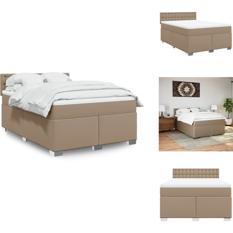 Boxspringbett Matratze Cappuccino-Braun 140x200cm Kunstleder - Boxspringbett - Doppelbett - Bettenrahmen - Lattenrost - Kunstleder (1/5)