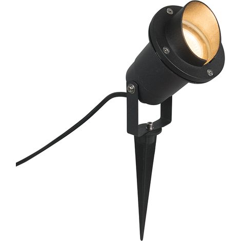 QAZQA done - Spot sur piquet - 1 lumière - L 130 mm - Noir - Moderne - éclairage extérieur