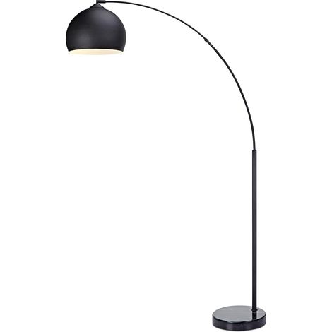 Lampadaire Arquer arc lampe de salon abat-jour pied marbre noir VN-L00013-EU (1/5)