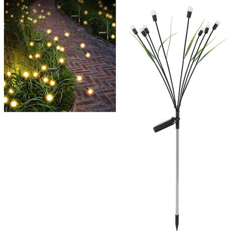 Lampe solaire de jardin LED en forme de feuille, idéale pour les fêtes de fin d'année et les mariages. 8 têtes, lumière blanc chaud. (1/5)