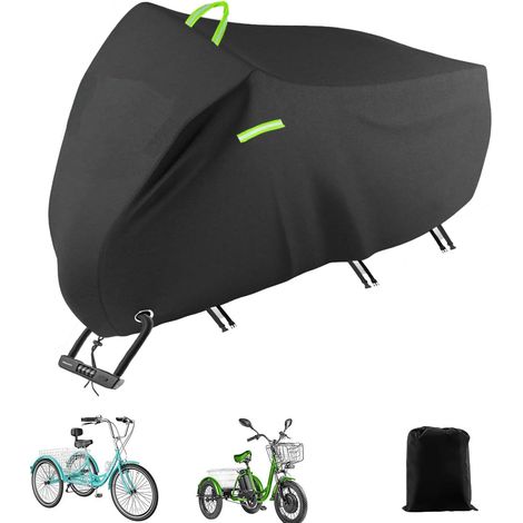Housse de protection pour tricycle adulte 420D étanche pour tricycle adulte 191 x 77 x 112 cm - Housse universelle durable avec trou de serrure, boucle, bandes réfléchissantes (1/5)