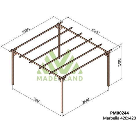 Pérgola de Madera Maciza Marbella (Maderland) - Gardeneas - 420 x 420 cm (1/3)