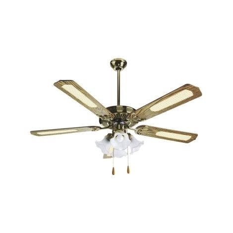 Ventilatore da soffitto in legno noce scuro 4 lampade - Mod. Marco Polo