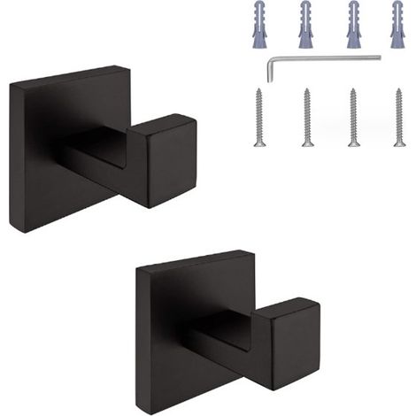 Crochet porte-serviettes, patères, porte-manteau, acier inoxydable SUS 304, finition noir mat, crochet mural multi-usages