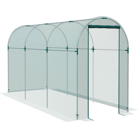 360 x 120cm Galvanized Steel Fruit Cage, Plant Protection Tent with Zippered Door for Garden Use, Green Color (1/5)
