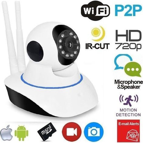 TELECAMERA IP CAMERA HD 720P WIRELESS LED IR LAN MOTORIZZATA WIFI RETE ONVIF