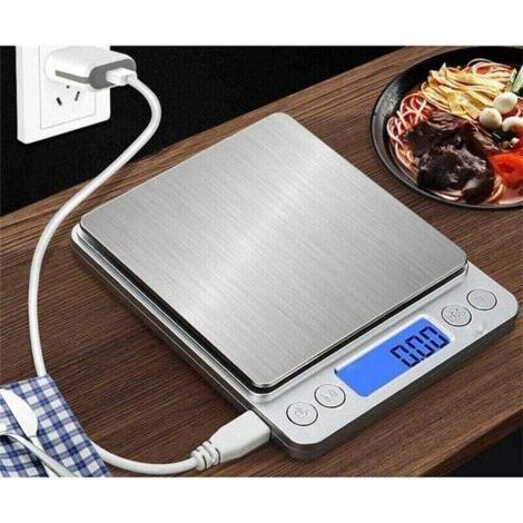 Digital Kitchen Scale with USB Charging, 0.1g/3kg Digital Scale, Precision Electronic Scale, Psc/Tare/LCD Display Function, 9 Units Conversion (1/4)