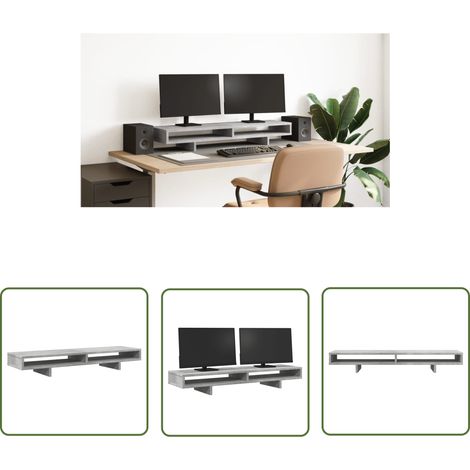 vidaXL Monitorständer Betongrau 100x27x15 cm Holzwerkstoff (1/5)