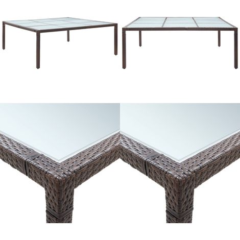 Mesa de comedor de jardín ratán sintético marrón 200x200x74 cm - Mesa de comedor - Ratán sintético