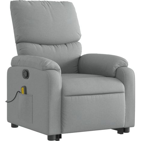 Poltrona relax TV funzione massaggio reclinabile sollevamento elettrico in tessuto grigio chiaro DEC026927