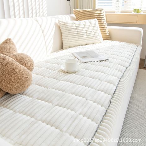 Kindfiber OÜ-Housse De Canapé Flanelle, Epais Housse Canape d'angle Lavable, Antidérapante Anti-Taches Protege Canape(Blanc, 70x150cm) (1/5)