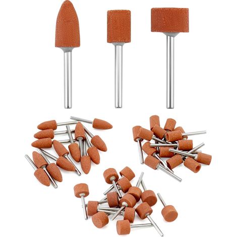 42 pièces tête de meule, mèches de ponçage, taille de tige de 1/8 pouces, pour utilisation sur les pierres précieuses, le verre, le métal et le bois (1/5)