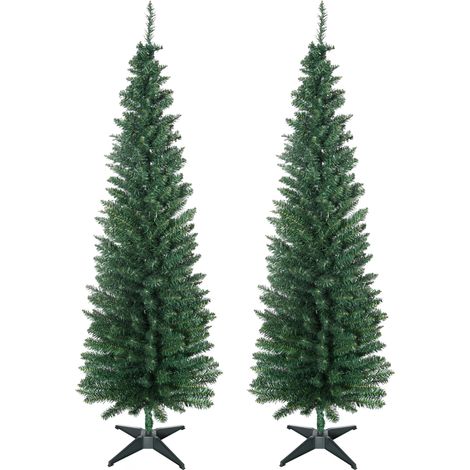 HOMCOM Set 2 Alberi di Natale Artificiali in Metallo e Plastica 390 Rami Verde (1/5)