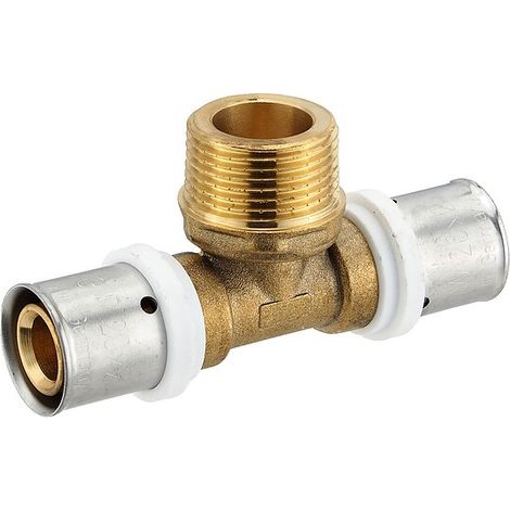 Pressfitting-T-Stück 20 x 2,0 - 3/4 Zoll Außengewinde - 20 x 2,0 mm für MV-Rohr