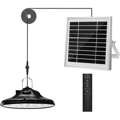 100 LEDs 1200LM Outdoor Solar Light, 3 Modes Solar Hanging Lamp, Adjustable Solar Panel, 4 Brightness Levels with Remote Control, IP66 Waterproof LED Lighting [Energy Class A+]-LIAIKI