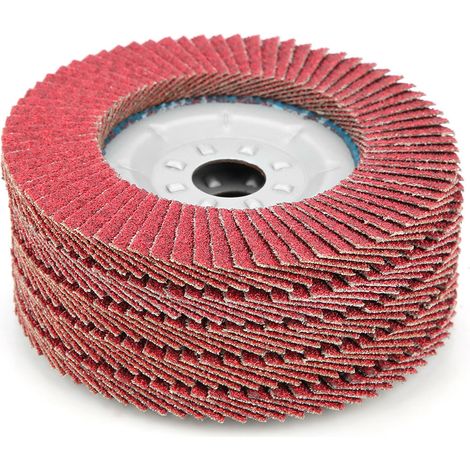 Ortviai Disques abrasifs à pétales 4" (100 mm) – 5 pièces, grain 80, aluminium oxydé, rouge (1/5)